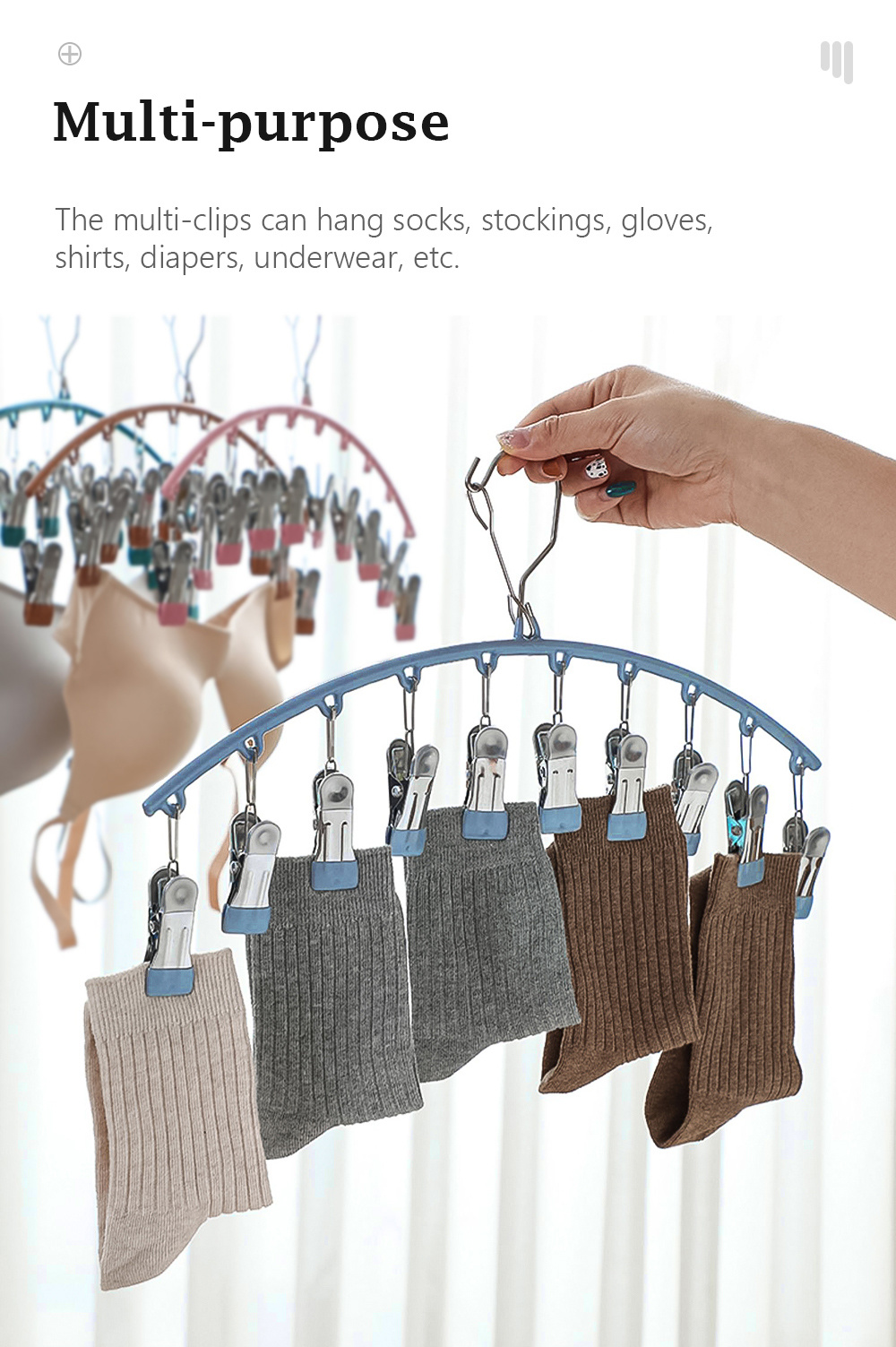 10 Clips Windproof Sock Hanger-7